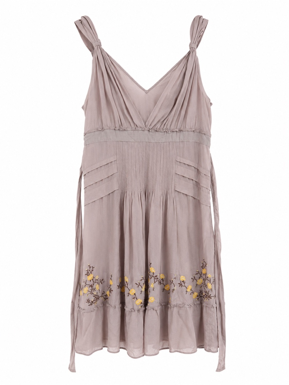 Lithe Light Mauve dress with Yellow Floral Embroidery